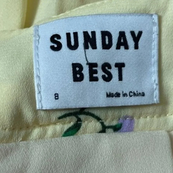 Aritzia Sunday Best Westley Pleated Short  Pastel Yellow/Orchid Size 8 - Picture 10 of 11